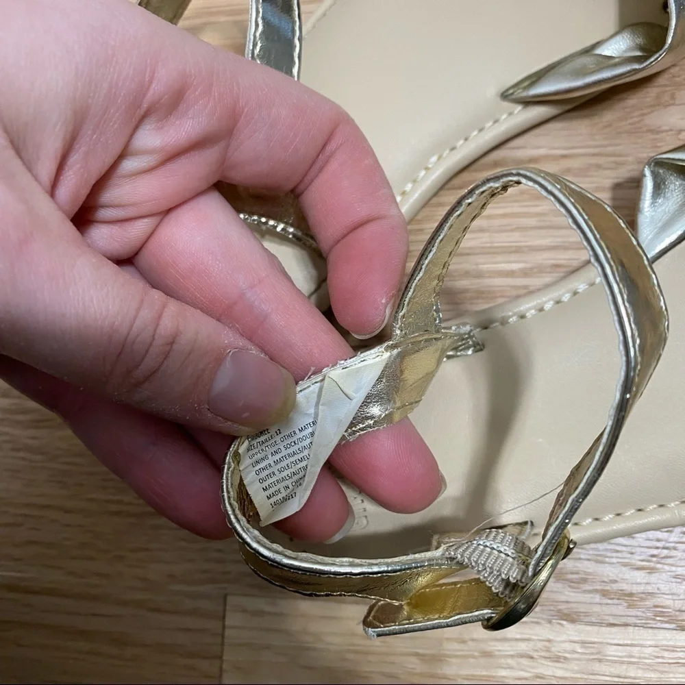 Gymboree Gold Knot Bow Sandals Sz 12 Girls Toddler
